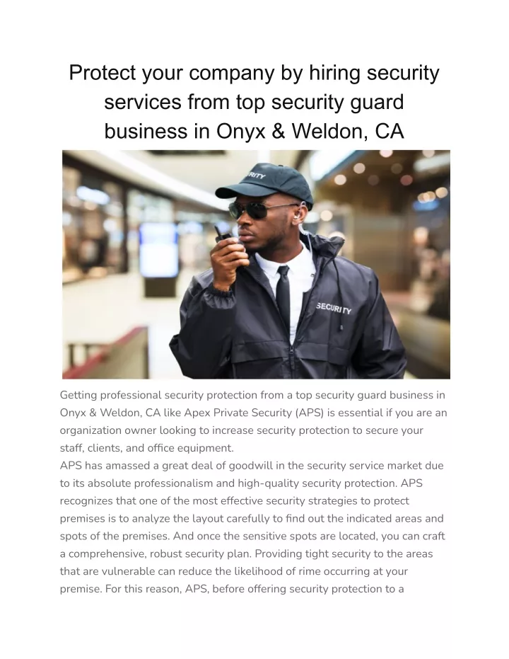 protect your company by hiring security services