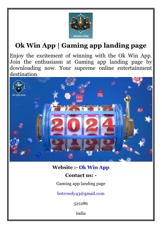 ok win app gaming app landing page