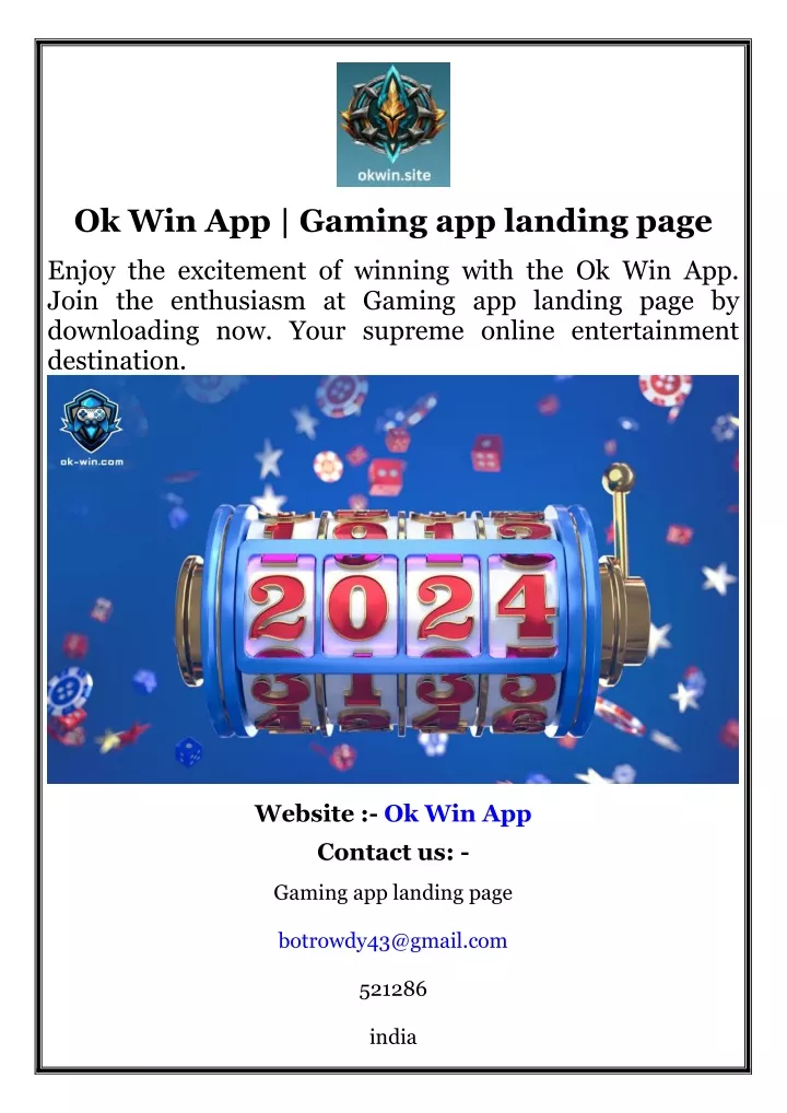 ok win app gaming app landing page