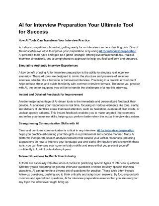 ai for interview preparation your ultimate tool