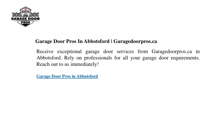 garage door pros in abbotsford garagedoorpros ca