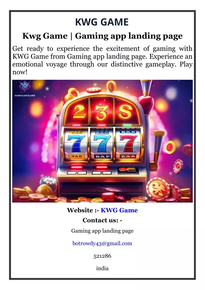 kwg game gaming app landing page