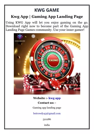 Kwg App  Gaming App Landing Page