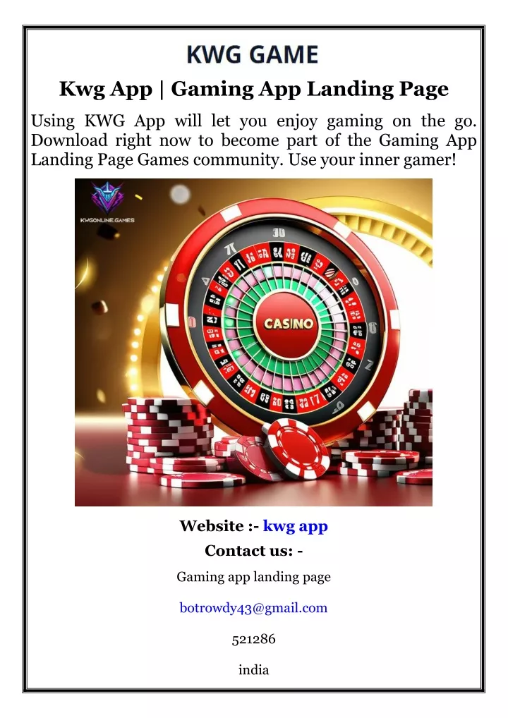 kwg app gaming app landing page