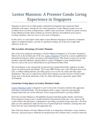 lentor mansion a premier condo living experience