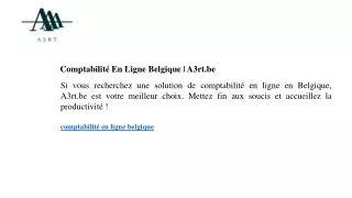 Comptabilité En Ligne Belgique  A3rt.be