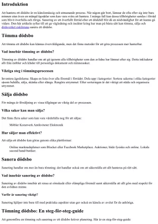 Sanering av ett överfullt förråd efter ett dödsfall