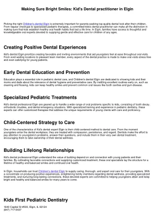Ensuring Brilliant Smiles: Children's Dentist in Elgin