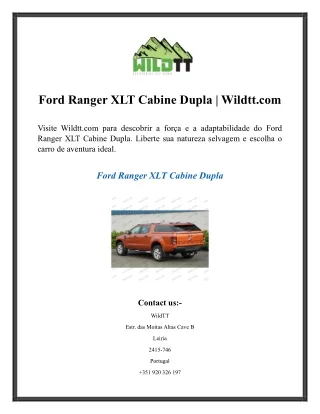 Ford Ranger XLT Cabine Dupla  Wildtt.com