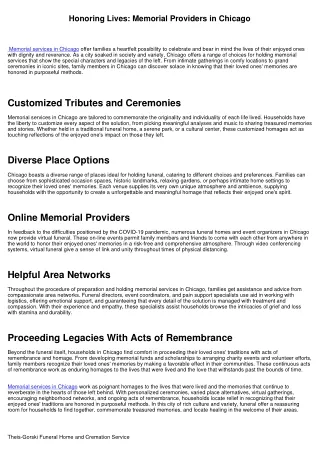 Recognizing Lives: Memorial Solutions in Chicago