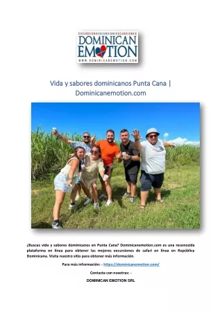 Vida y sabores dominicanos Punta Cana | Dominicanemotion.com