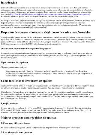 Requisitos de apuesta: claves para elegir bonos de casino mas favorables