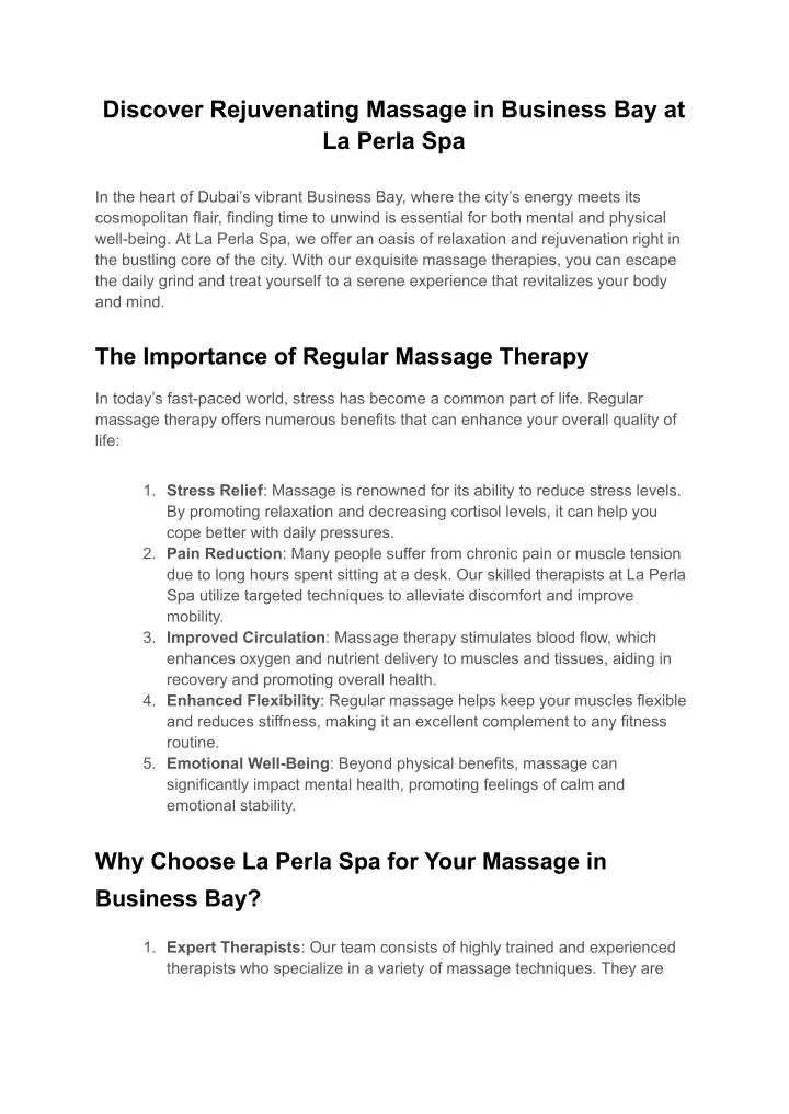 discover rejuvenating massage in business