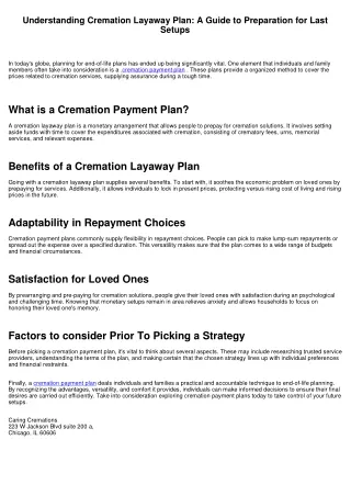 Recognizing Cremation Payment Plans: A Guide to Preparation for Last Arrangements