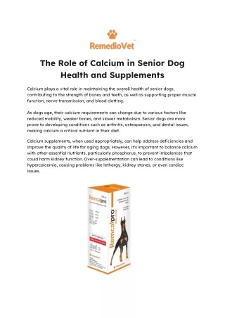 The Role of Calcium in Senior Dog Health and Supplements