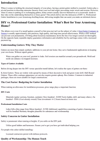 DIY vs. Professional Gutter Installation: What’s Best for Your Armstrong Home?