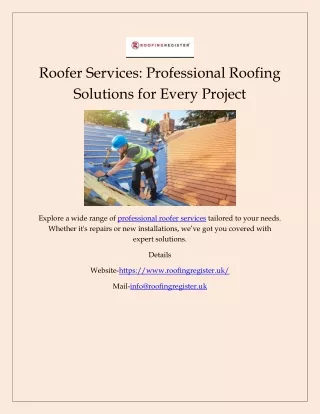 Roofer Services: Professional Roofing Solutions for Every Project