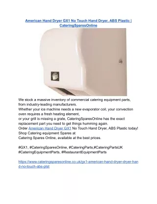 American Hand Dryer GX1 No Touch Hand Dryer, ABS Plastic _ CateringSparesOnline