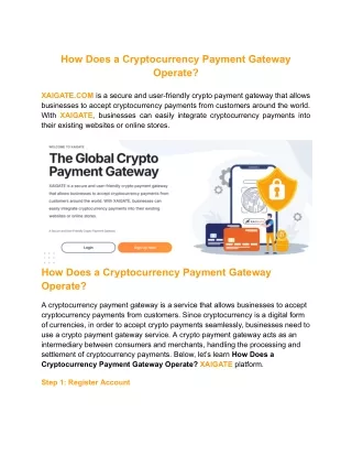 How Does a Cryptocurrency Payment Gateway Operate