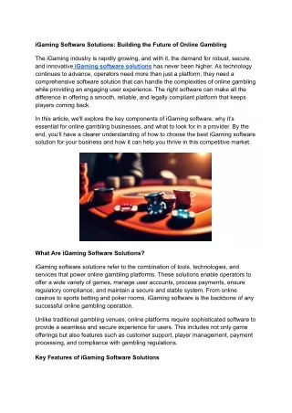 igaming software solutions building the future