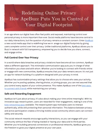 Redefining Online Privacy How ApeBuzz Puts You in Control of Your Digital