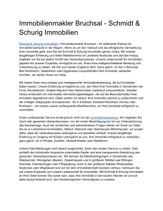 Immobilienmakler Bruchsal - Schmidt & Schurig Immobilien