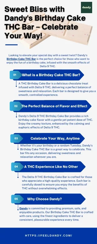 Sweet Bliss with Dandy's Birthday Cake THC Bar – Celebrate Your Way!