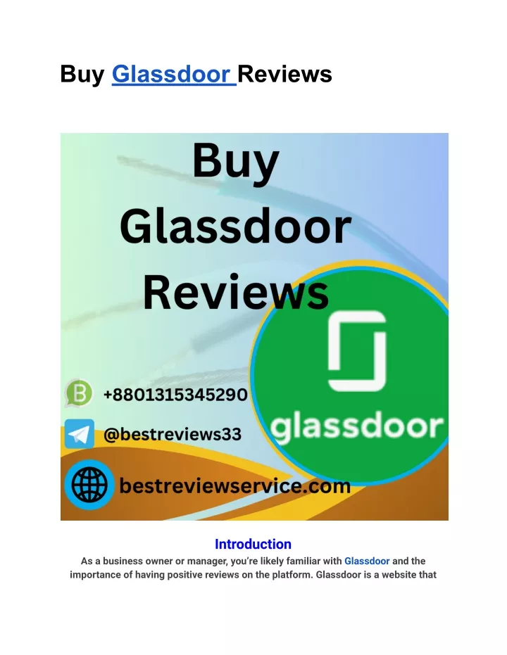 buy glassdoor reviews