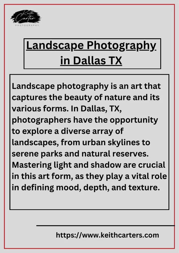 landscape photography in dallas tx