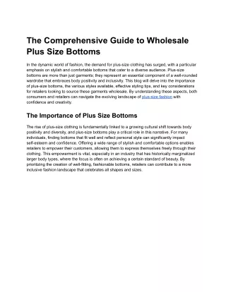 The Comprehensive Guide to Wholesale Plus Size Bottoms