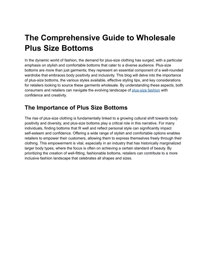 the comprehensive guide to wholesale plus size