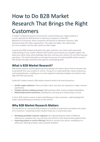 How to Do B2B Market Research That Brings the Right Customers