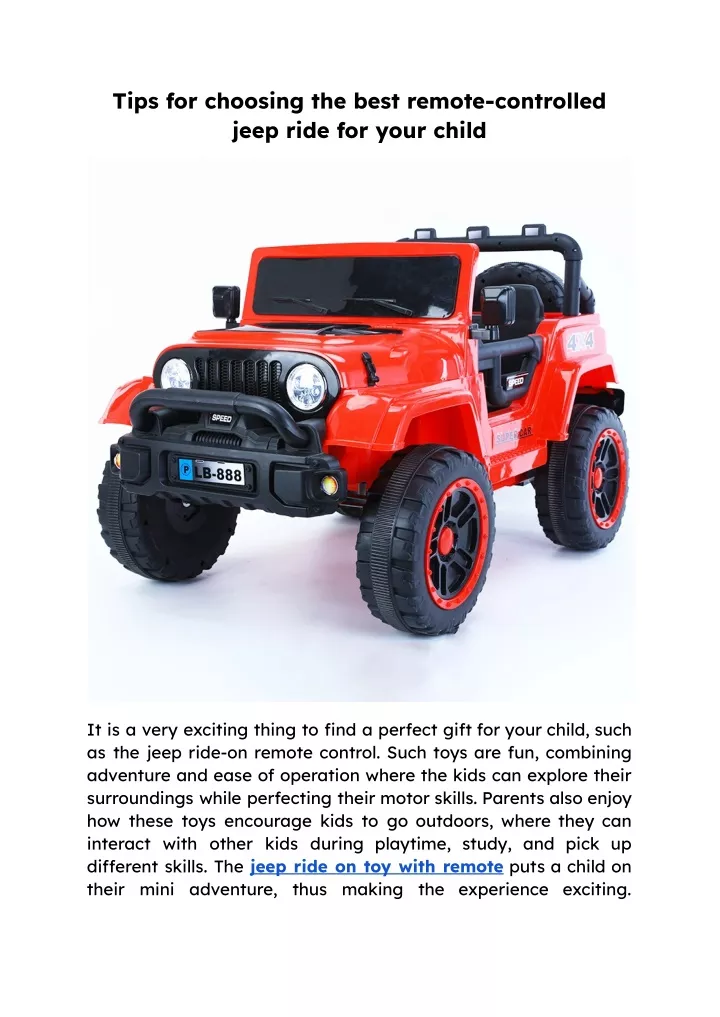 tips for choosing the best remote controlled jeep