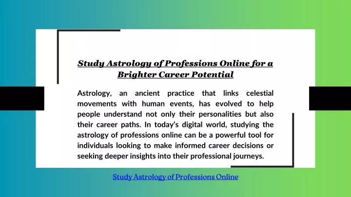 study astrology of professions online