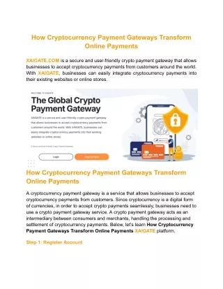 How Cryptocurrency Payment Gateways Transform Online Payments