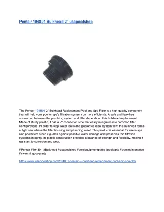 Pentair 194801 Bulkhead 2_ usapoolshop