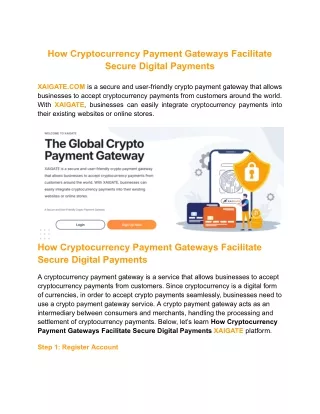 How Cryptocurrency Payment Gateways Facilitate Secure Digital Payments