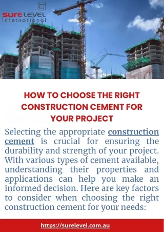 How to Choose the Right Construction Cement for Your Project