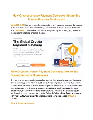 How Cryptocurrency Payment Gateways Streamline Transactions for Businesses
