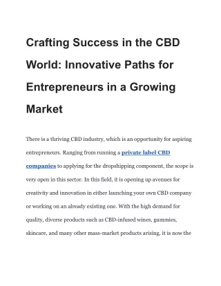Crafting Success in the CBD World_ Innovative Paths for Entrepreneurs in a Growing Market