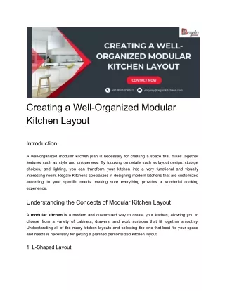 creating a well organized modular kitchen layout