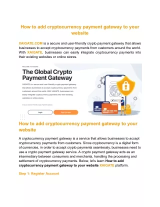 how to add cryptocurrency payment gateway to your