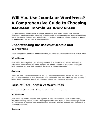 Will You Use Joomla or WordPress