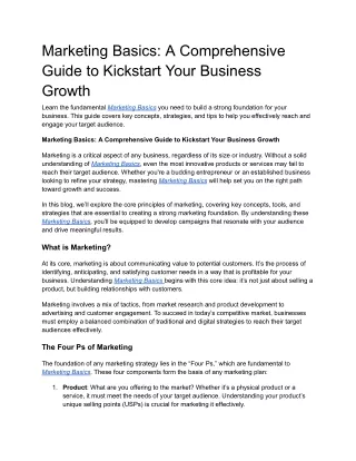 Marketing Basics: A Comprehensive Guide to Kickstart Your Business Growth