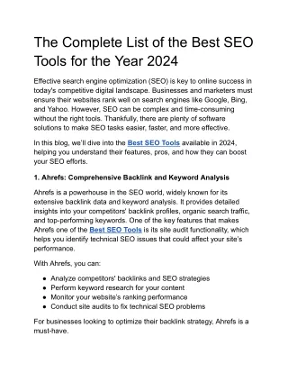 the complete list of the best seo tools