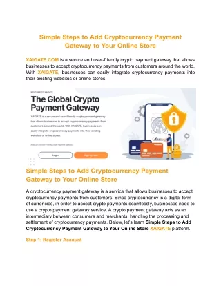 Simple Steps to Add Cryptocurrency Payment Gateway to Your Online Store