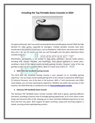 Unveiling the Top Portable Game Consoles in 2024