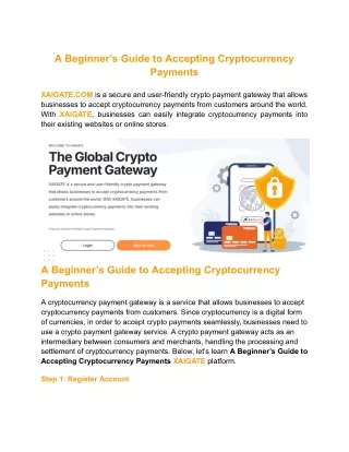 A Beginner’s Guide to Accepting Cryptocurrency Payments