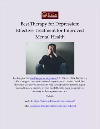 Best Therapy for Depression