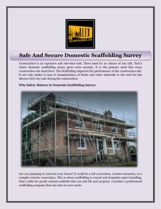 safe and secure domestic scaffolding surrey